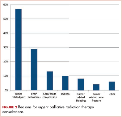 Figure 2 Reasons for urgent palliative radiation therapy consultations.