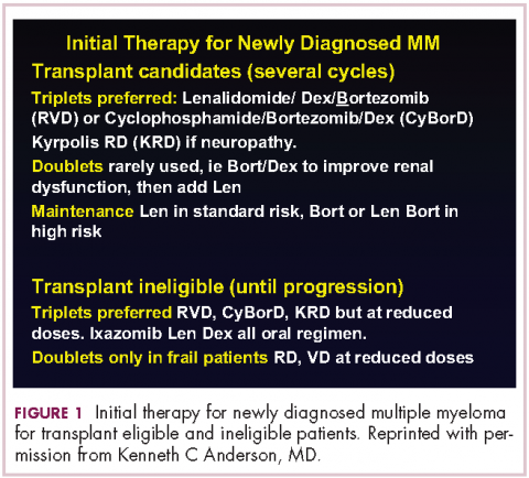 Figure 1. Initial therapy for newly diagnosed MM transplant candidates.