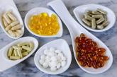 Supplements in dishes on counter