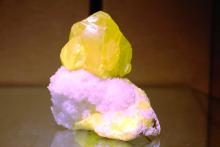 Specimen of sulphur with calcite.