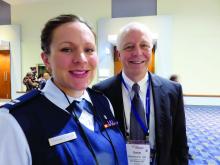 Dr. Daniel Battafarano and his protege, Dr. Katrina Lawrence-Wolff, discuss the ACR 2015 Workforce Study at the group's annual meeting.