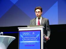 Dr. Julien Adam speaks during the World Conference on Lung Cancer