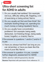 Ultra-short screening list for ADHD in adults