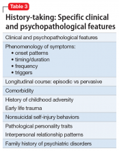 History-taking: Specific clinical and psychopathological features