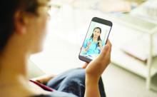 A patient has a telehealth encounter via smartphone.