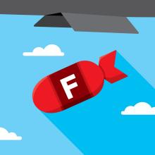 Illustration of a bomb with the letter F