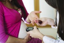 Pregnant woman with doctor; Gestational Diabetes