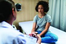 Young teen girl at doctor's office