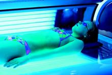 teen in tanning bed