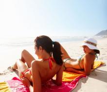 young women sunbathing