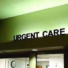 A photo of a counter in an Urgent Care facililty