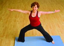 Senior woman practicing yoga.